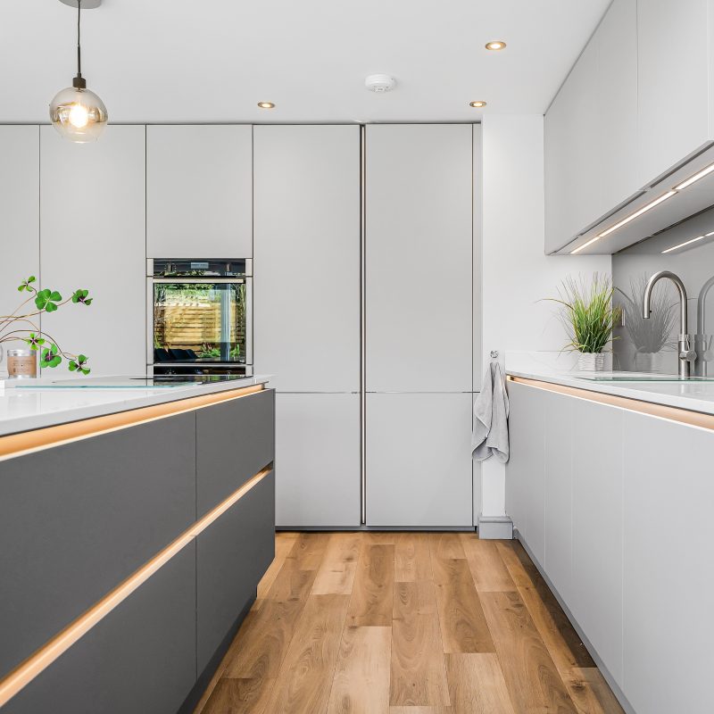 Platinum Grey Soft Matt Perfect Plus kitchen with integrated appliances, Wilmslow, Cheshire