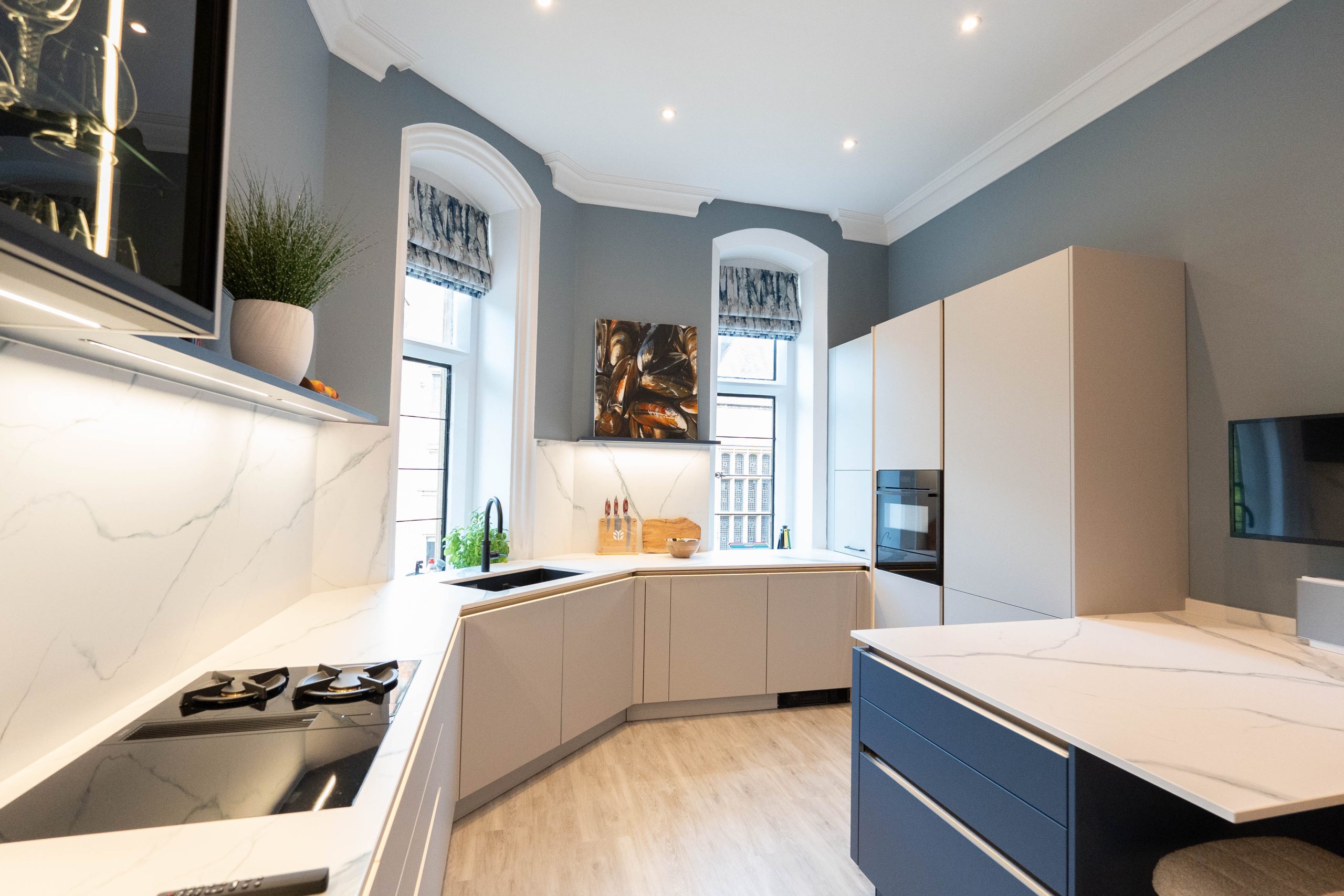 A Blueberry and Platinum Grey Kitchen in Kingwood