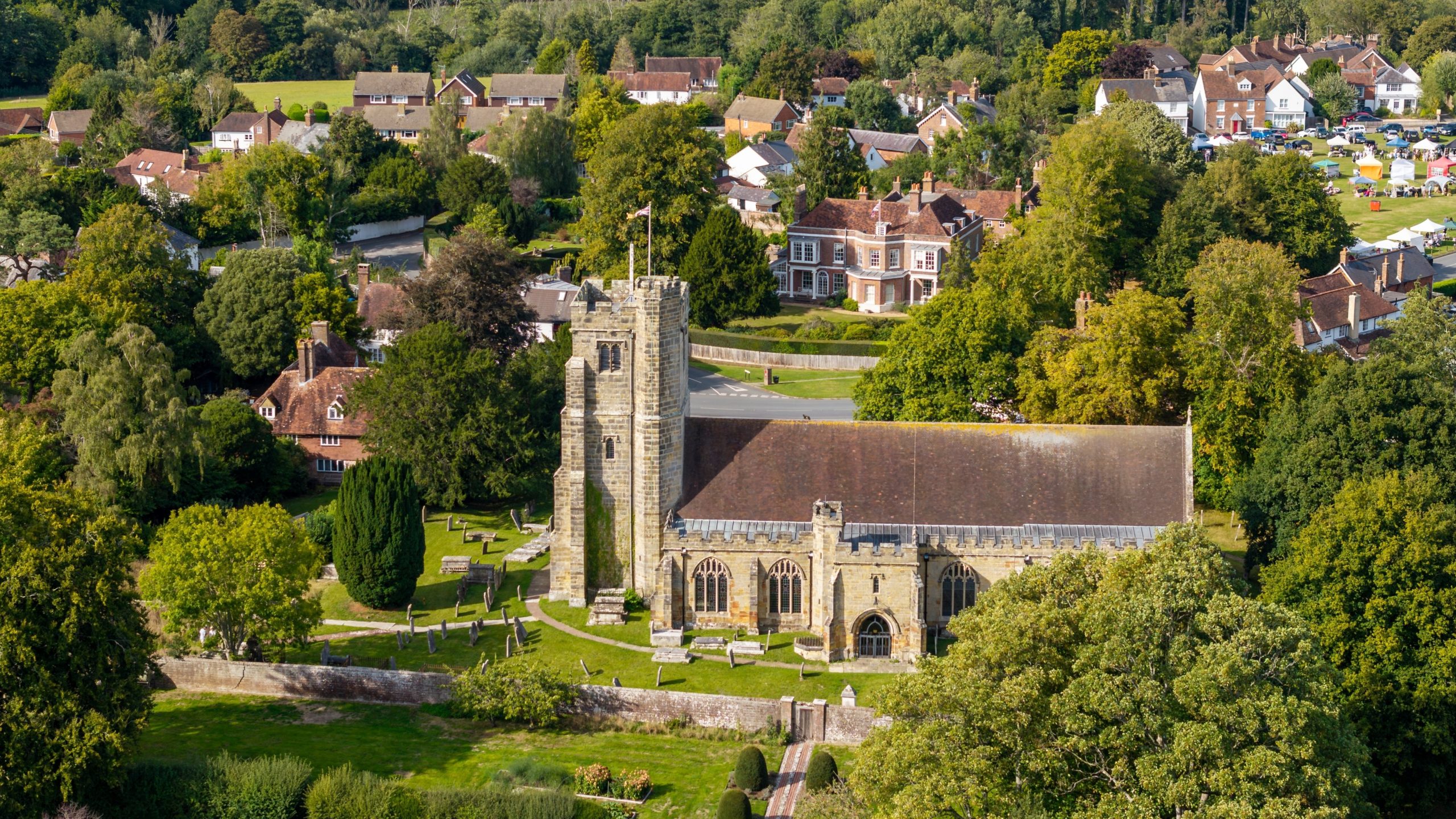Aerial view of Hawkhurst village, Kent, home to the new Nolte Kitchens showroom featuring luxury German-designed kitchens