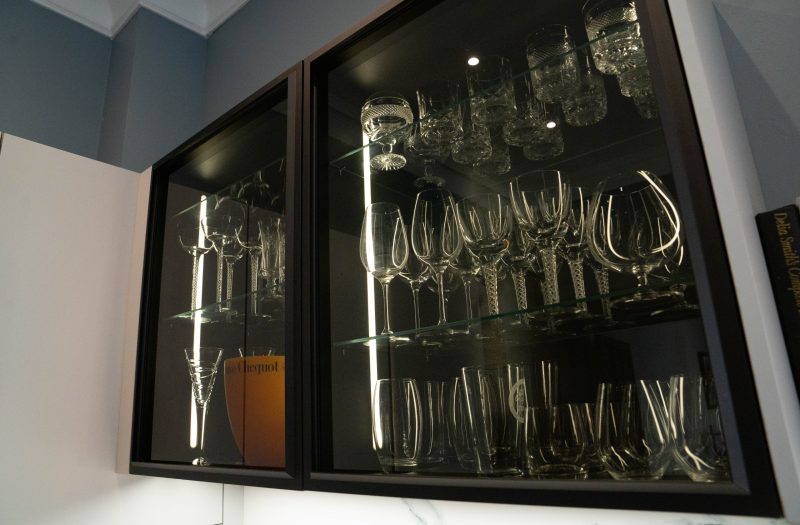 Illuminated Glass Cabinets for Glassware, Kingwood Kitchen