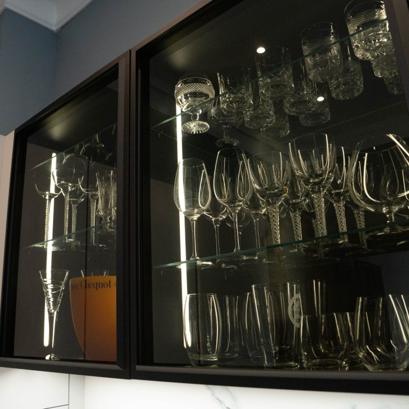 Illuminated Glass Cabinets for Glassware, Kingwood Kitchen