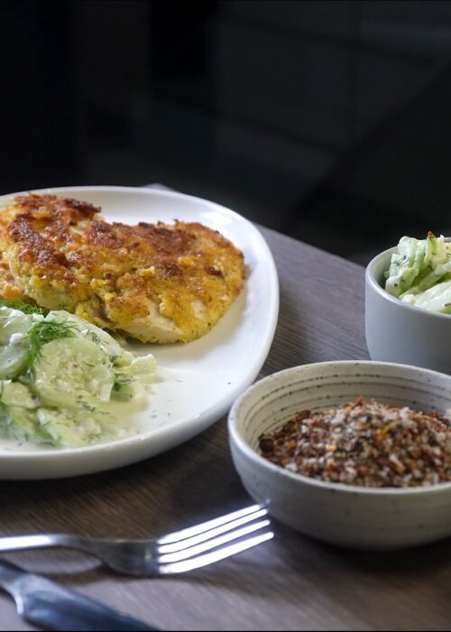 Classic Chicken Schnitzel with Cucumber Salad